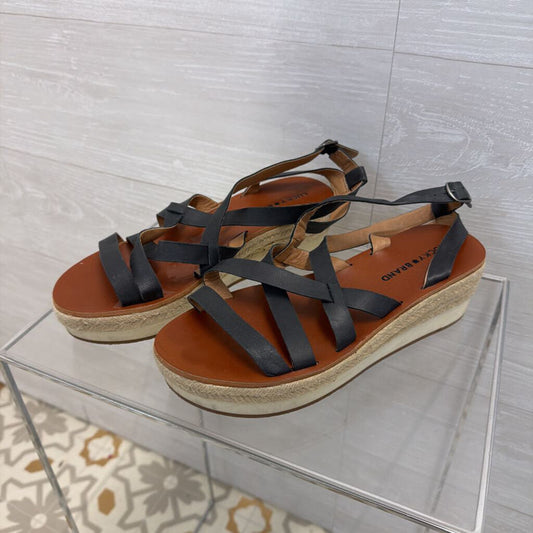 Lucky Brand Black Jenepper Espadrille Platform Sandals 9