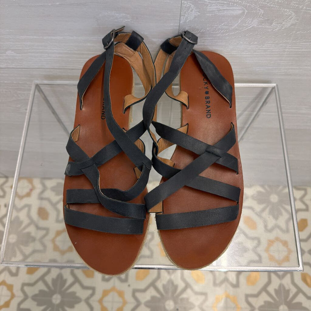Lucky Brand Black Jenepper Espadrille Platform Sandals 9
