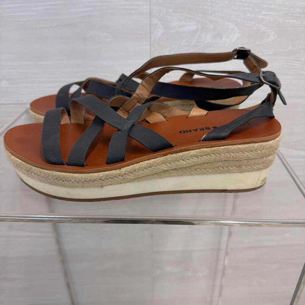 Lucky Brand Black Jenepper Espadrille Platform Sandals 9