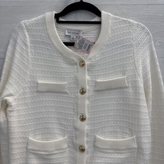 Free Assembly White Knit Cardigan Sweater Medium