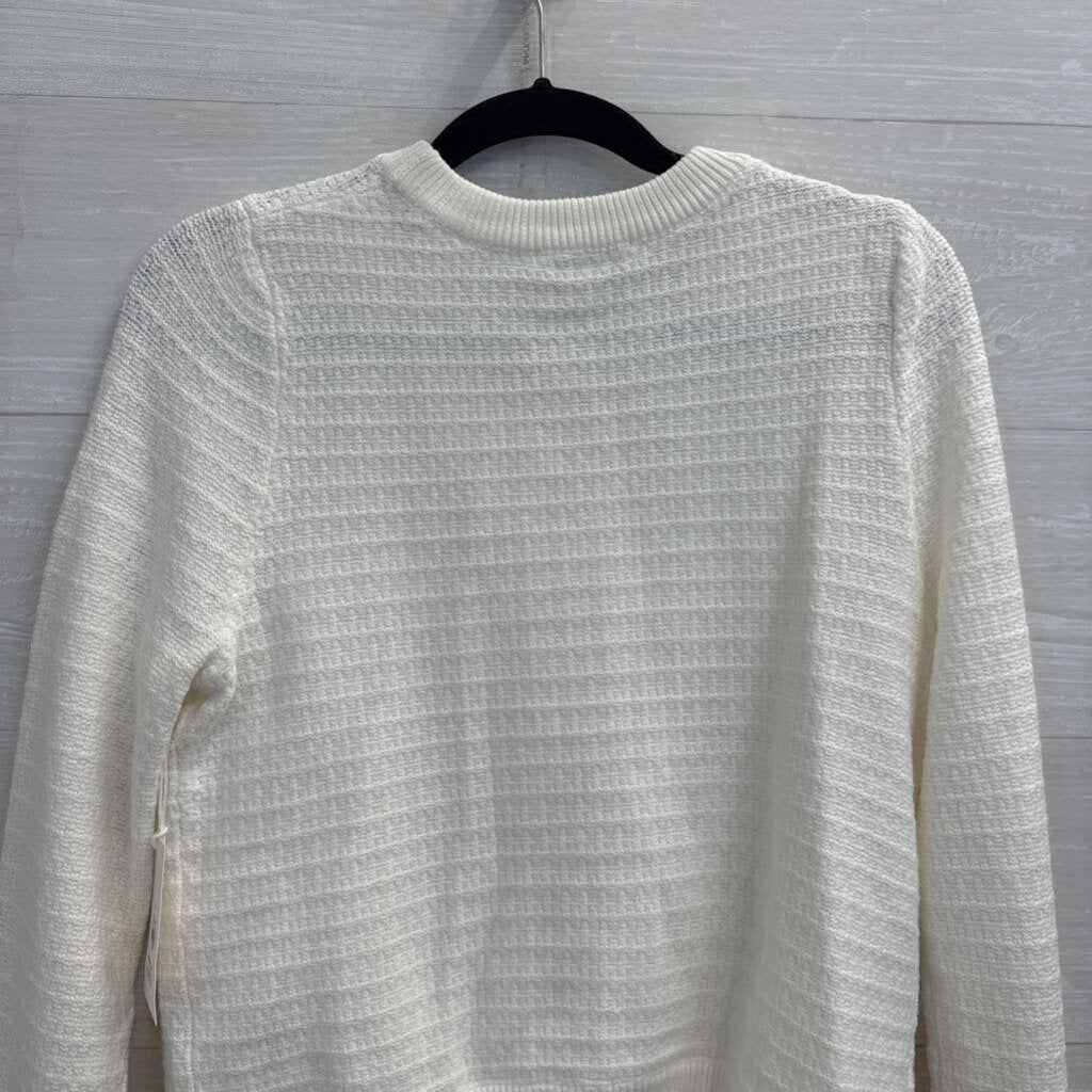 Free Assembly White Knit Cardigan Sweater Medium