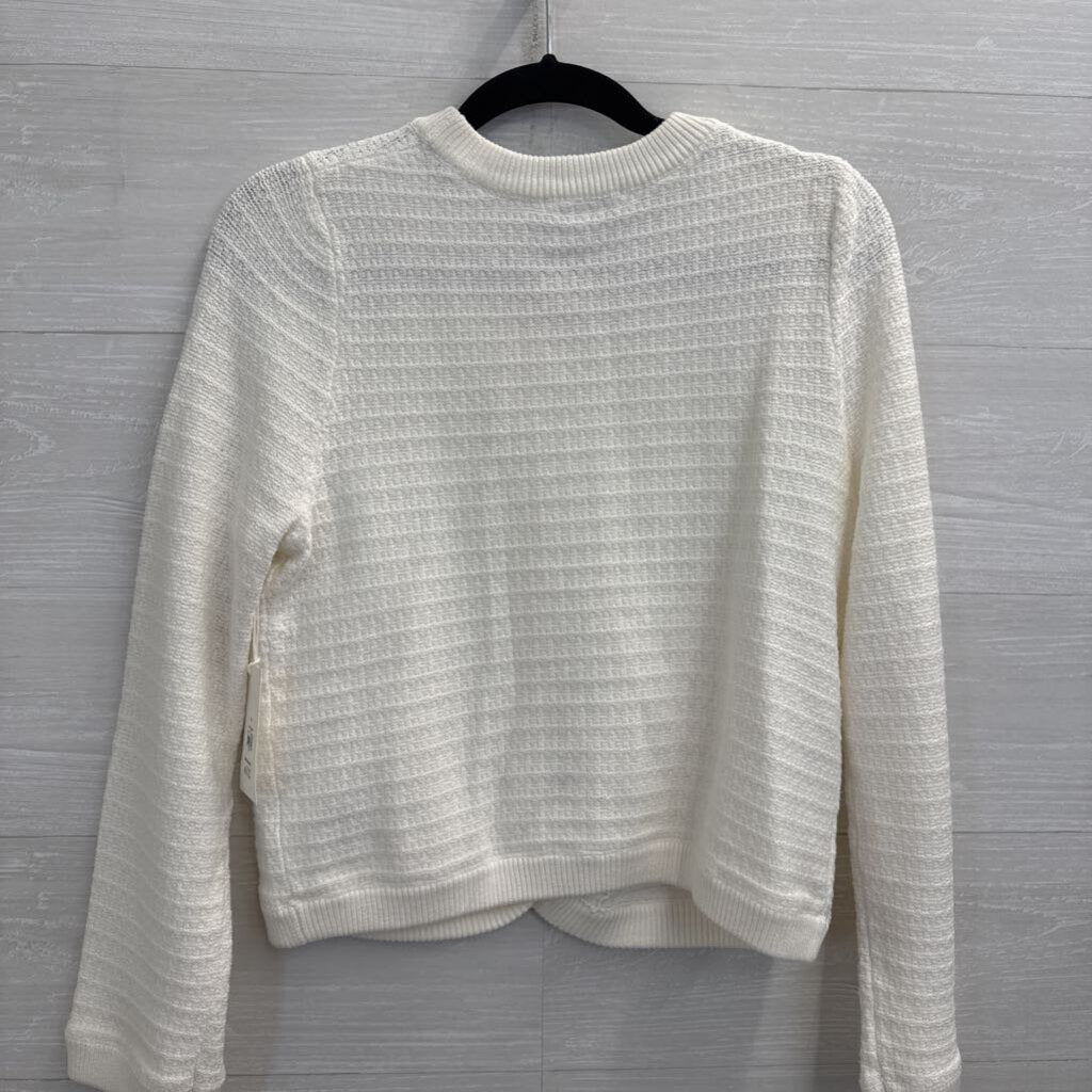 Free Assembly White Knit Cardigan Sweater Medium