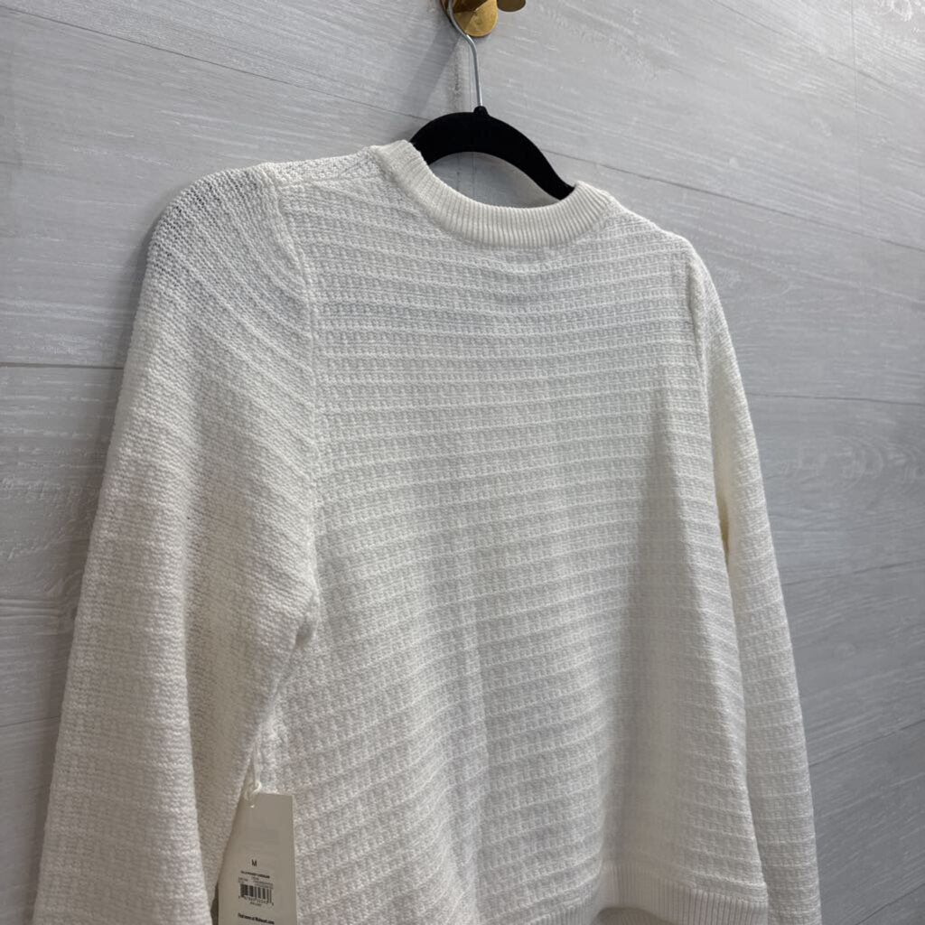 Free Assembly White Knit Cardigan Sweater Medium