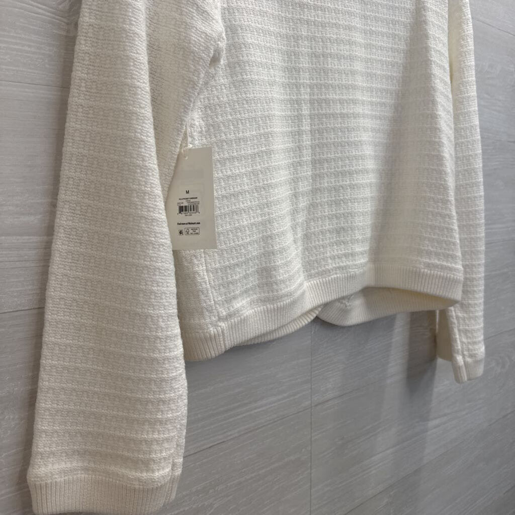 Free Assembly White Knit Cardigan Sweater Medium