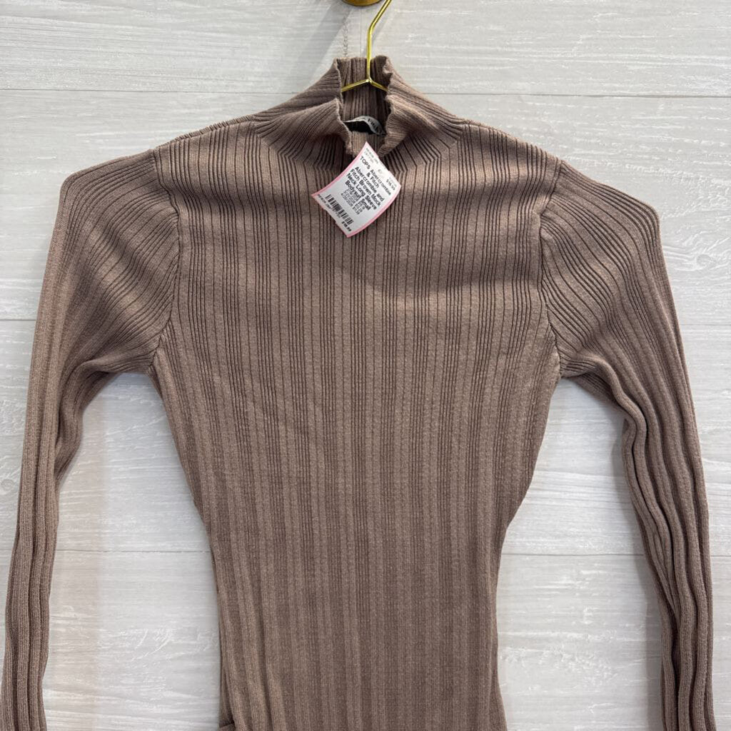 Abercrombie and Fitch Brown Mock Neck Long Sleeve Bodysuit Small