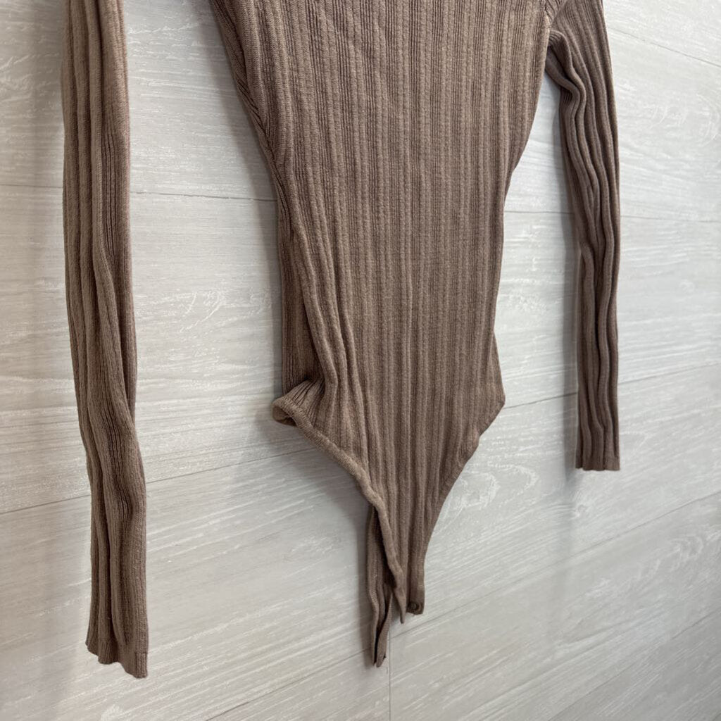Abercrombie and Fitch Brown Mock Neck Long Sleeve Bodysuit Small