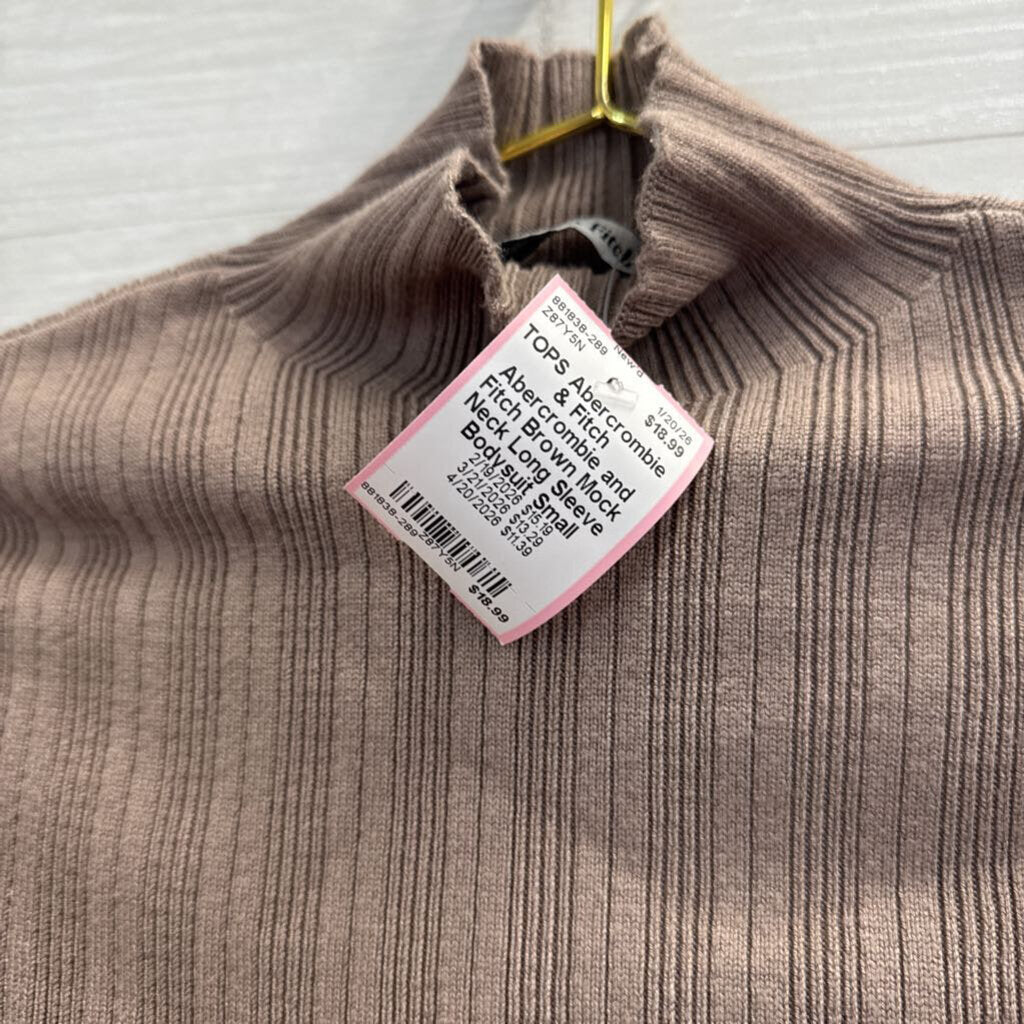 Abercrombie and Fitch Brown Mock Neck Long Sleeve Bodysuit Small