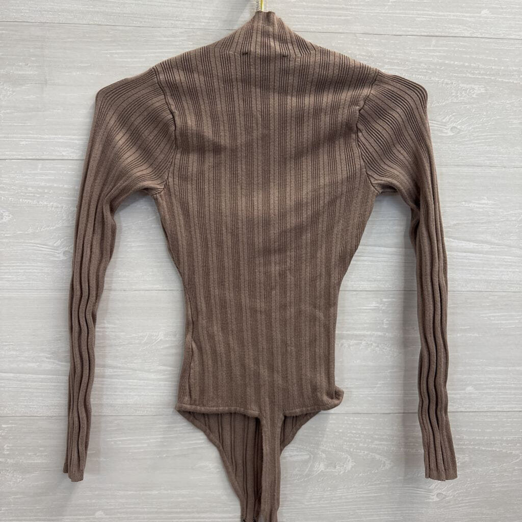 Abercrombie and Fitch Brown Mock Neck Long Sleeve Bodysuit Small
