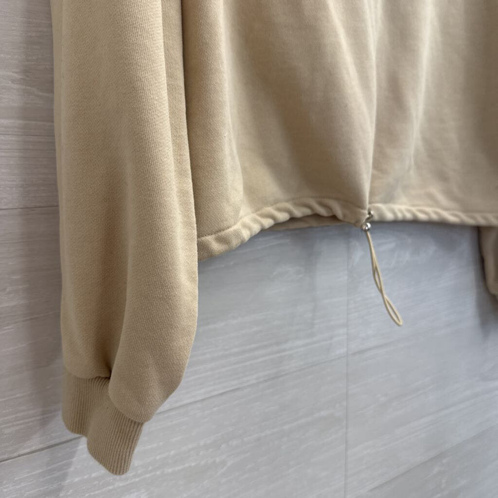 Beige Half Zip Cropped Pullover Small