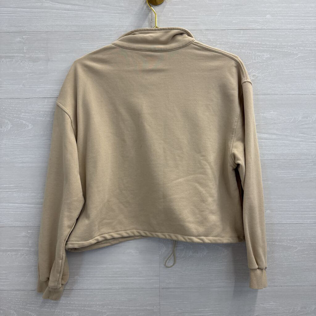Beige Half Zip Cropped Pullover Small