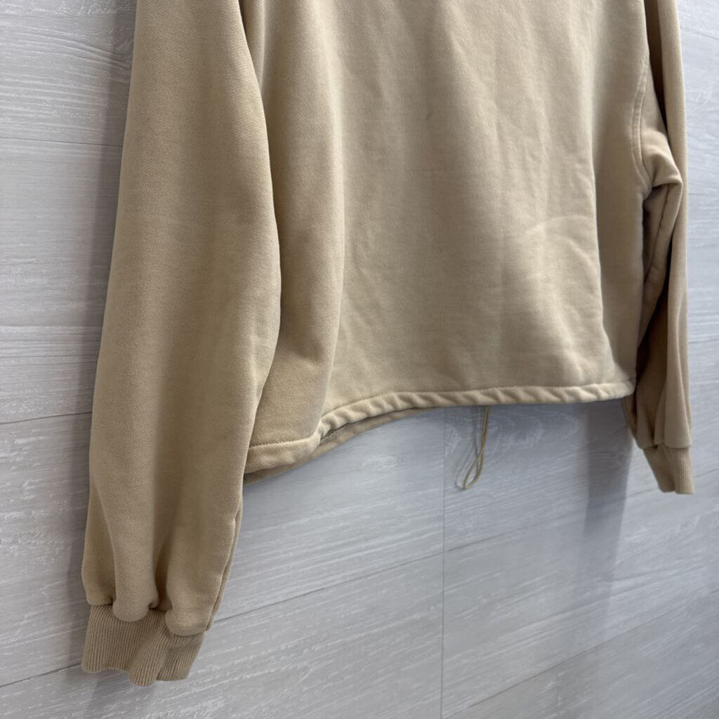 Beige Half Zip Cropped Pullover Small