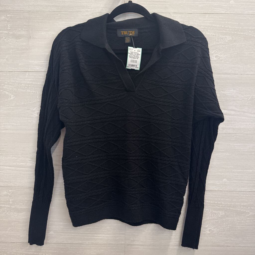 Truth Black Knit Print Long Sleeve Top Extra Small