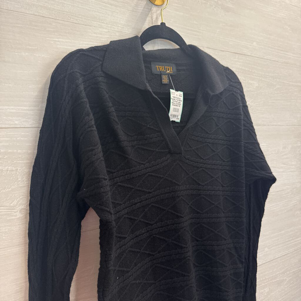 Truth Black Knit Print Long Sleeve Top Extra Small
