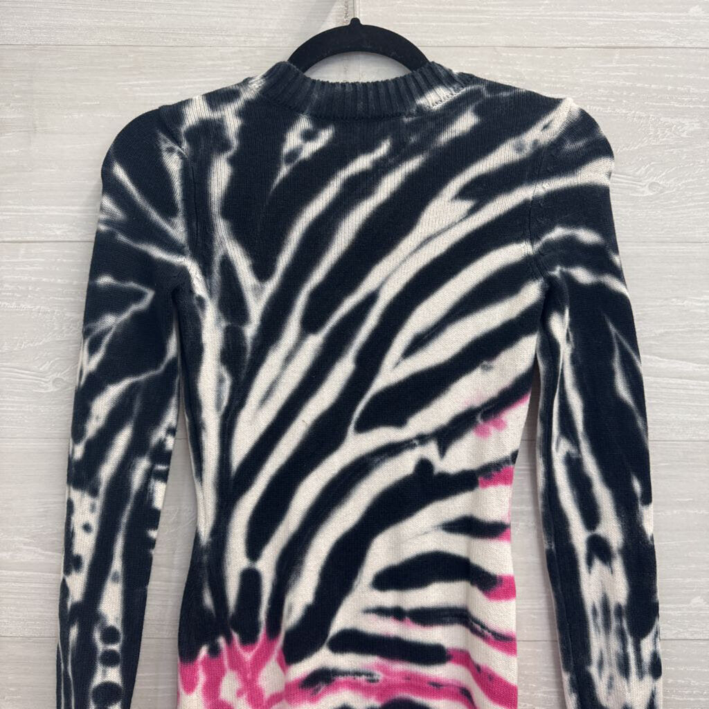 Ser.O.Ya Blue/ White/ Pink Tie Dye Long Sleeve Sweater Dress Extra Small
