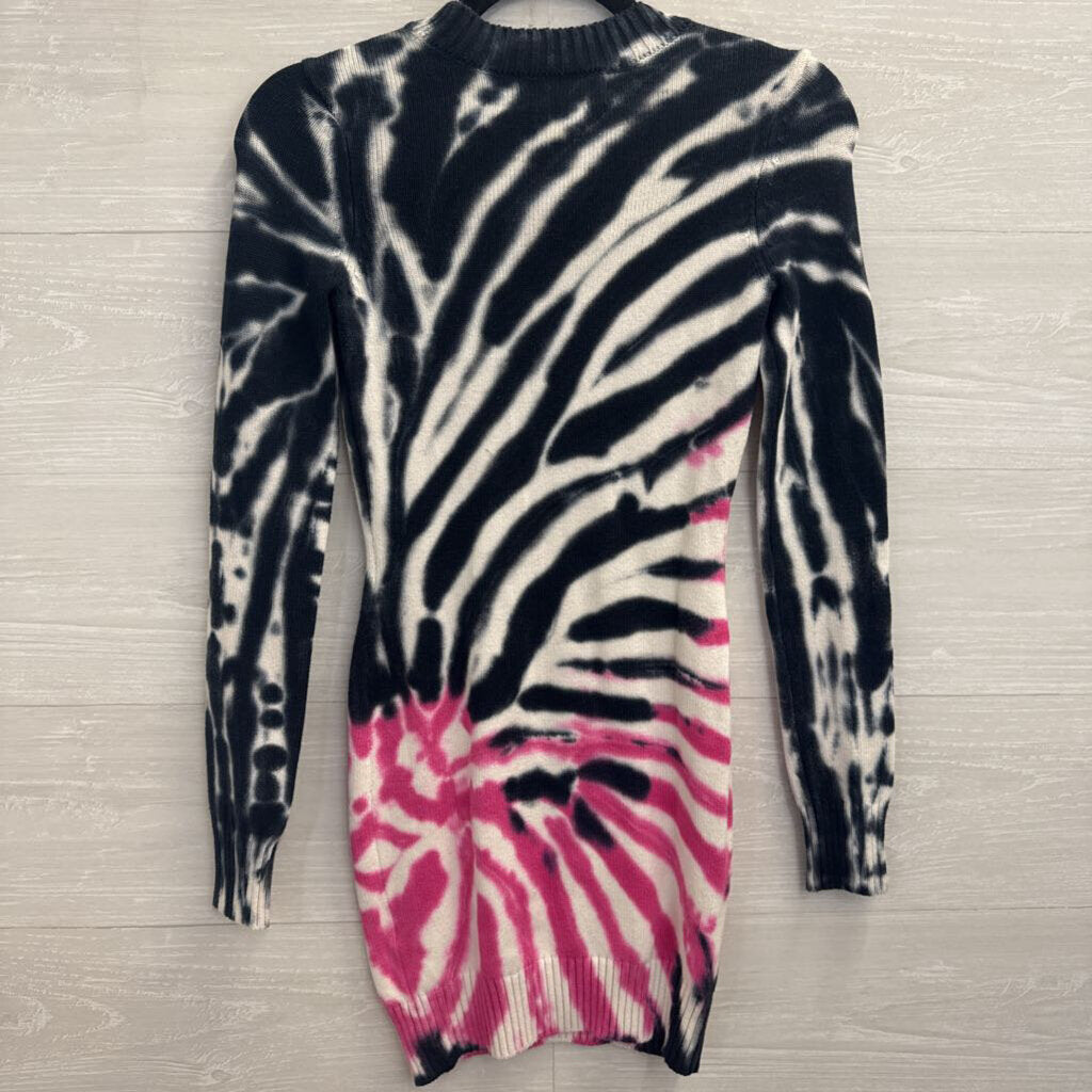 Ser.O.Ya Blue/ White/ Pink Tie Dye Long Sleeve Sweater Dress Extra Small