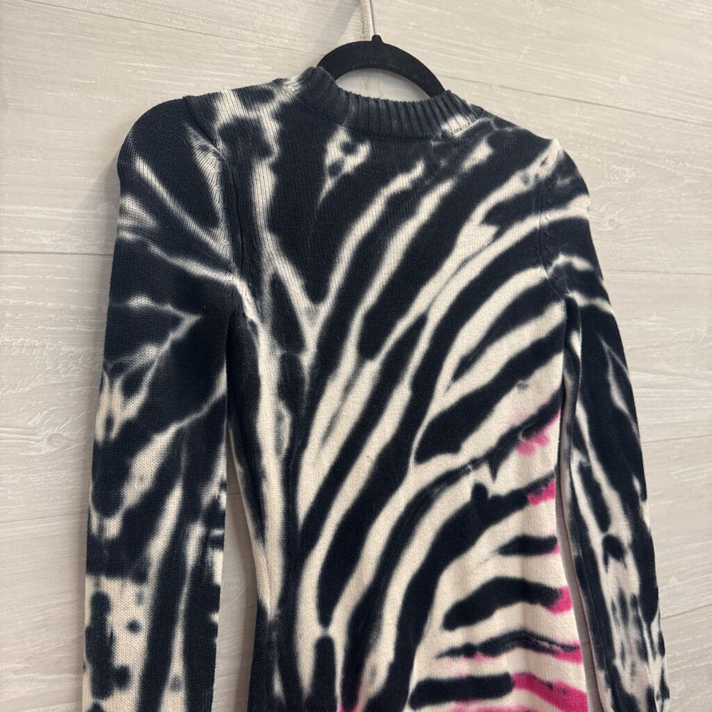 Ser.O.Ya Blue/ White/ Pink Tie Dye Long Sleeve Sweater Dress Extra Small
