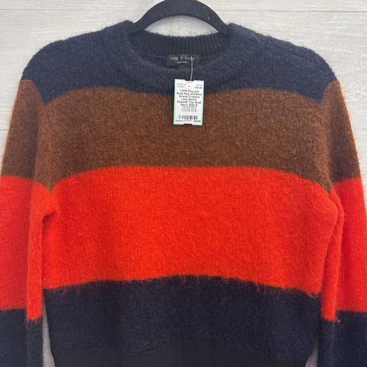 Rag and Bone Striped Cropped Long Sleeve Sweater Top Small