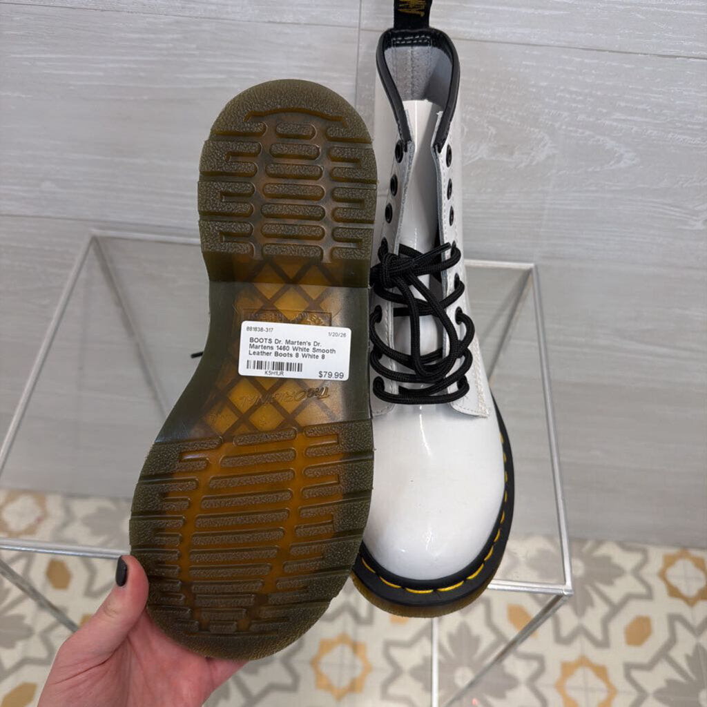 Dr. Martens 1460 White Smooth Leather Boots 8