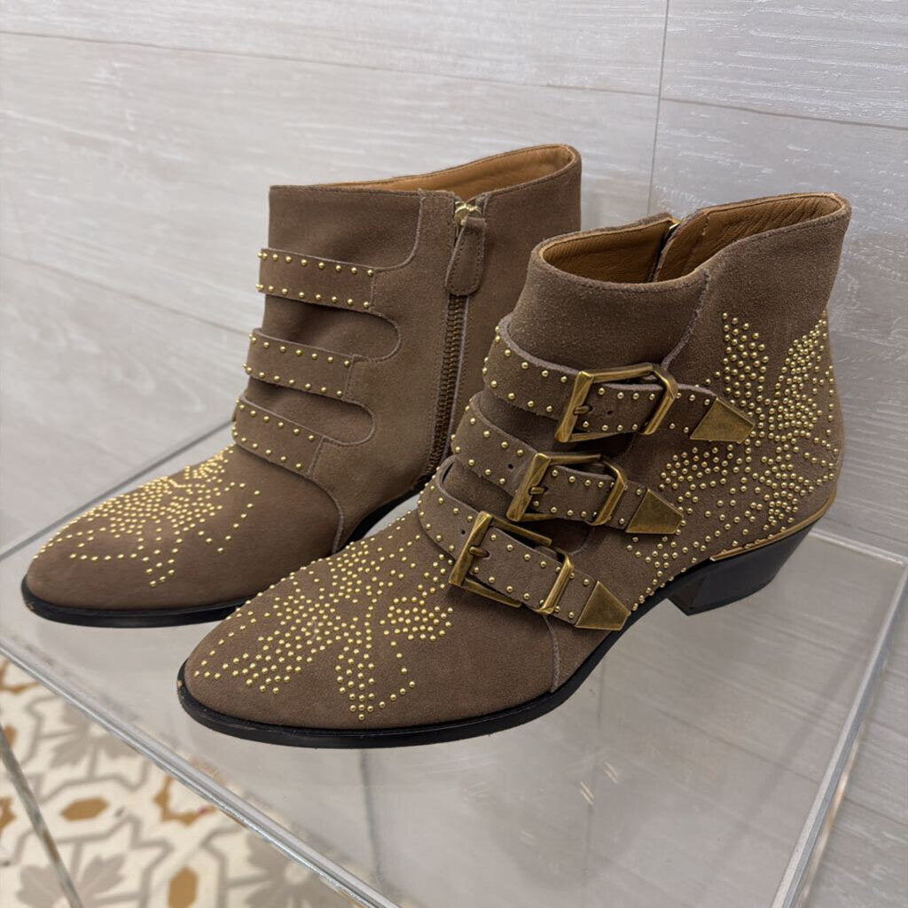 Chloe Susanna Studded Suede Ankle Boots 38