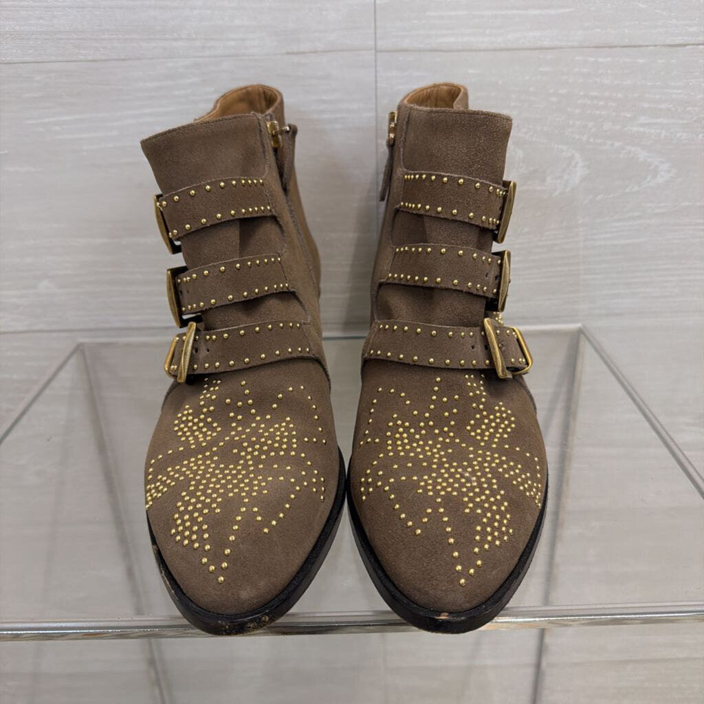 Chloe Susanna Studded Suede Ankle Boots 38