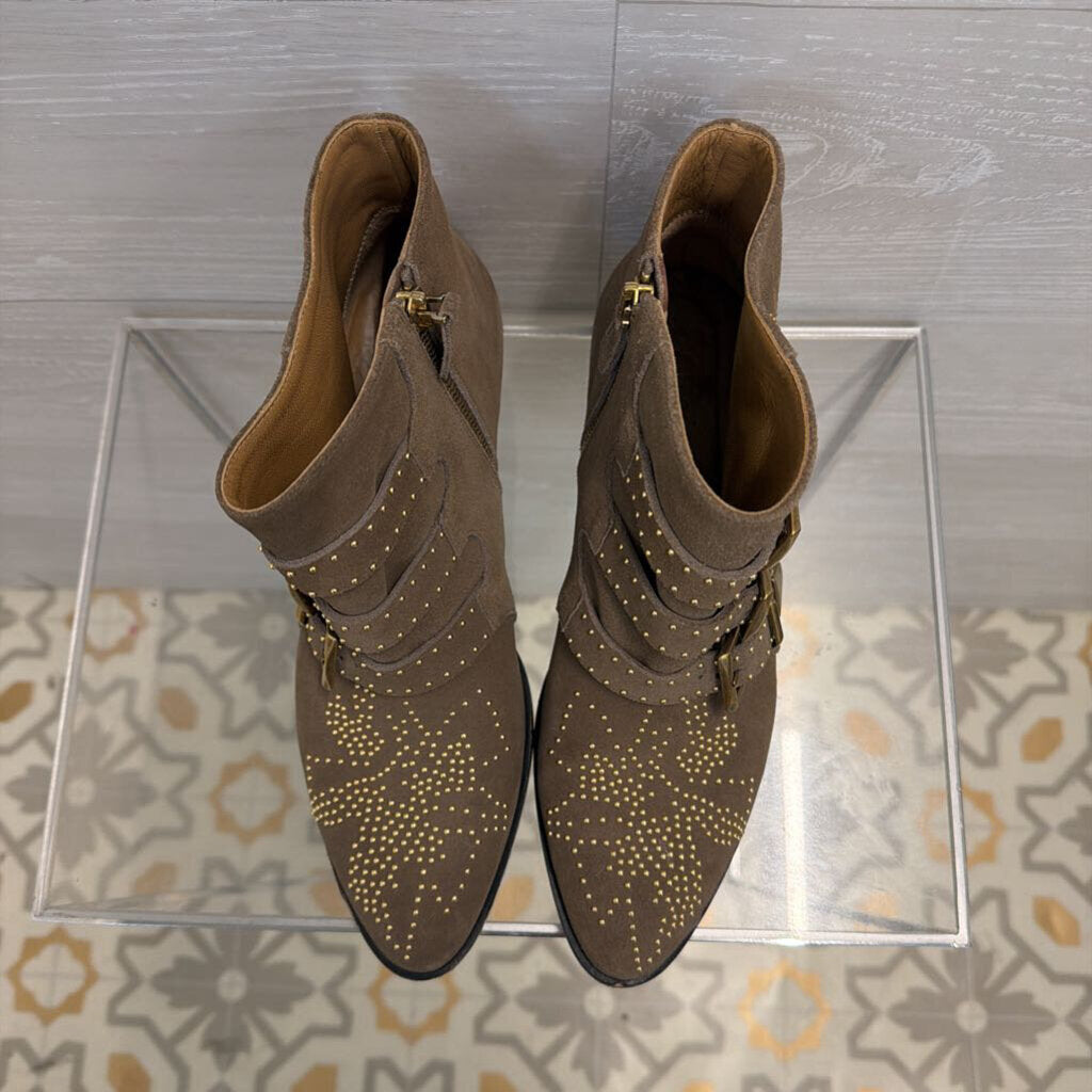 Chloe Susanna Studded Suede Ankle Boots 38