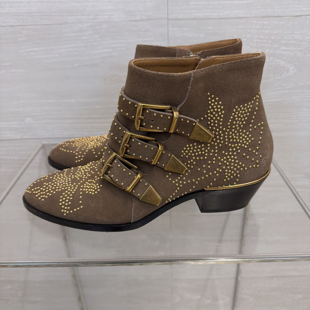 Chloe Susanna Studded Suede Ankle Boots 38