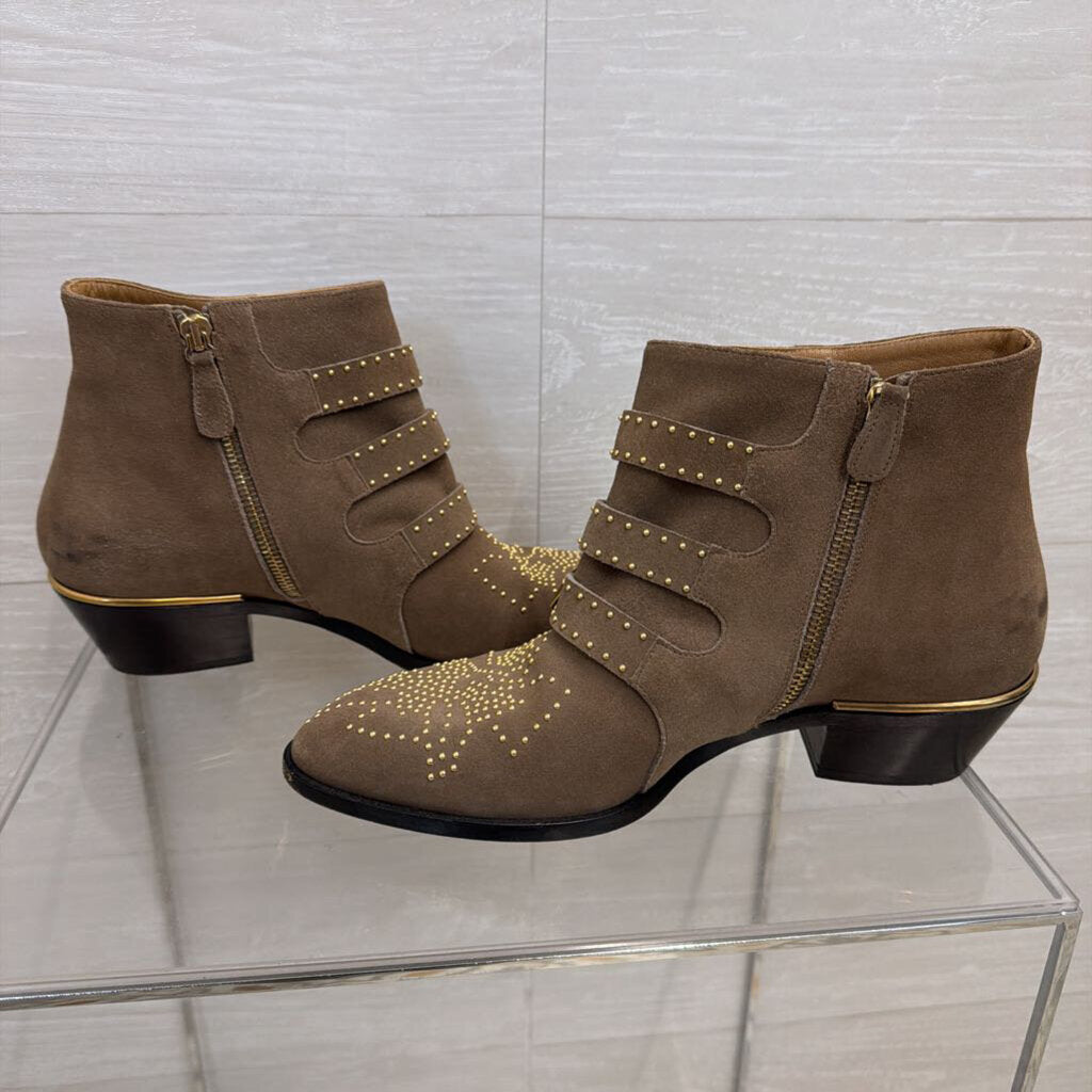 Chloe Susanna Studded Suede Ankle Boots 38