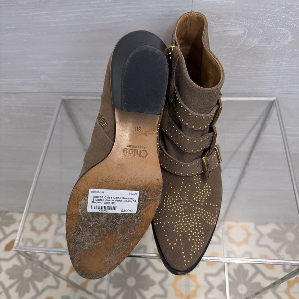 Chloe Susanna Studded Suede Ankle Boots 38