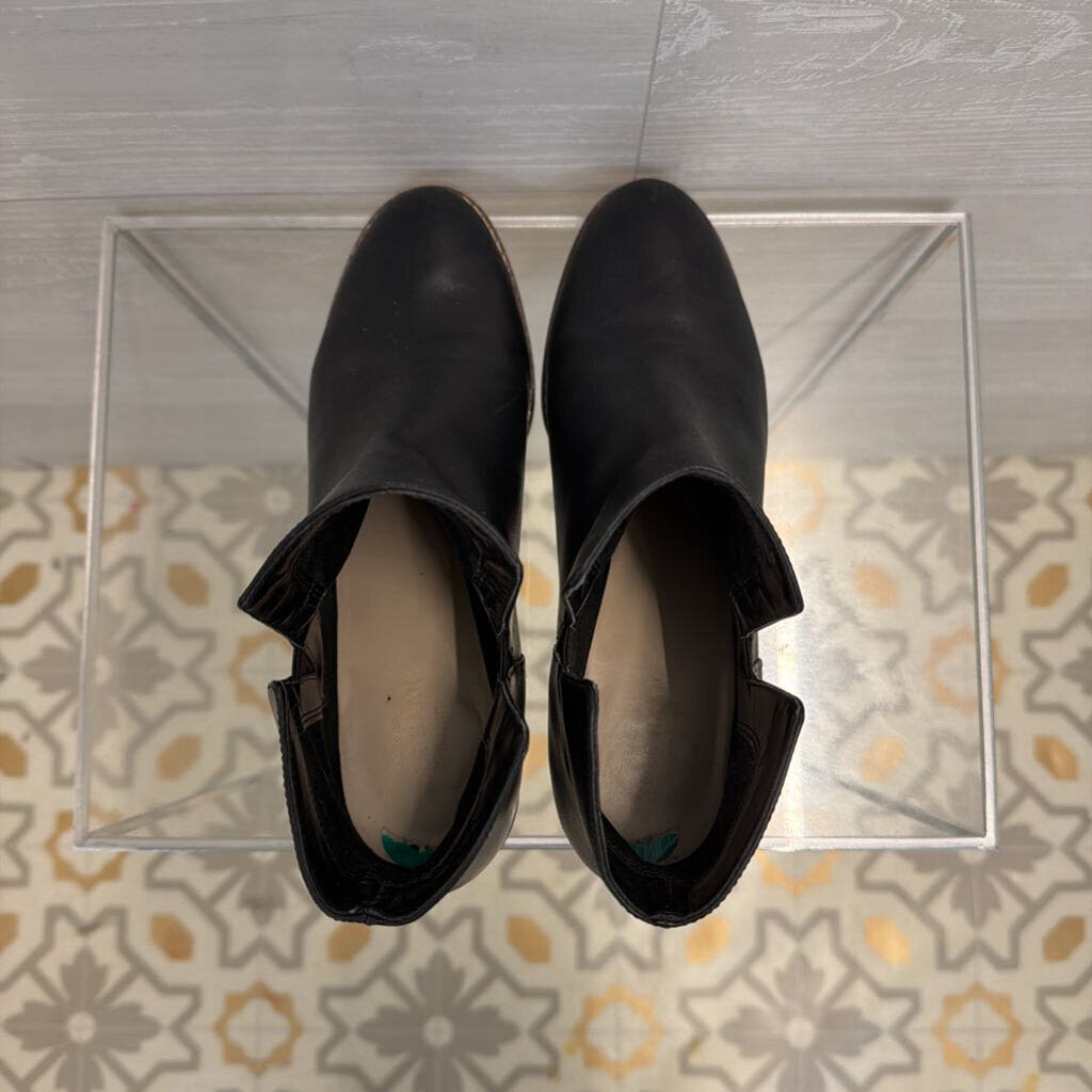 Cole Haan Black Leather Abbot Cutout Ankle Boots 8