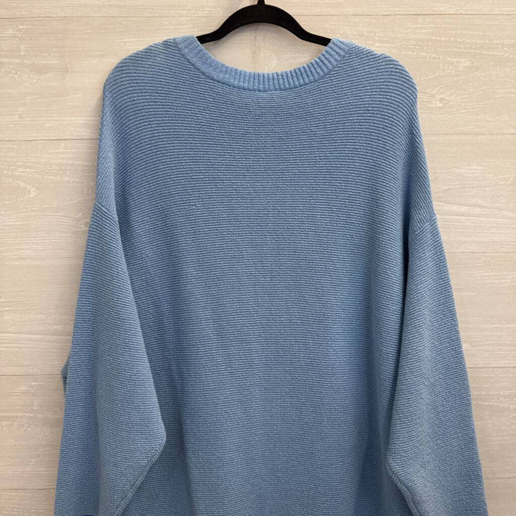 Free People Blue Knit Long Sleeve Slouchy Sweater Dress Small