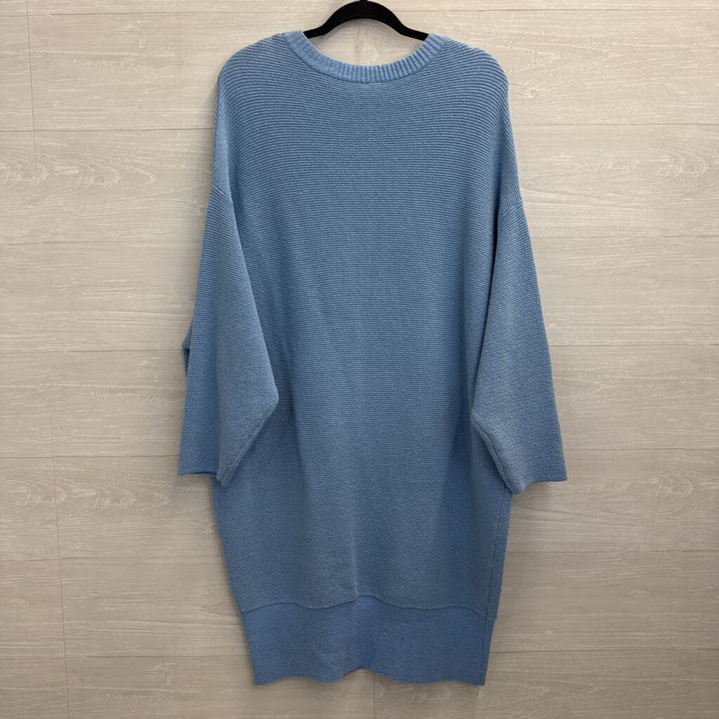 Free People Blue Knit Long Sleeve Slouchy Sweater Dress Small