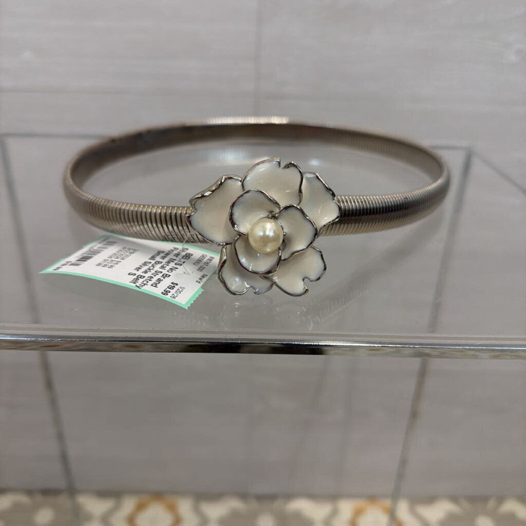 Silver Metal Stretchy Flower Buckle Belt Small