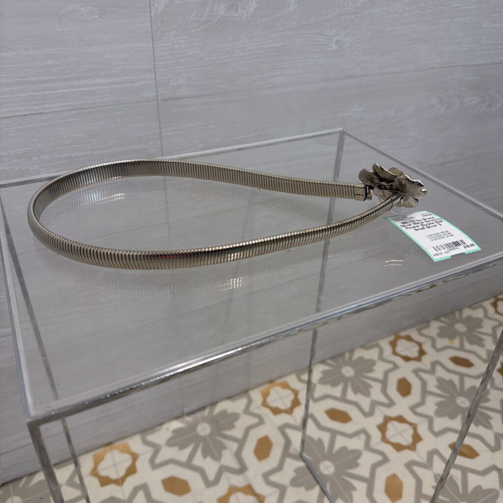 Silver Metal Stretchy Flower Buckle Belt Small