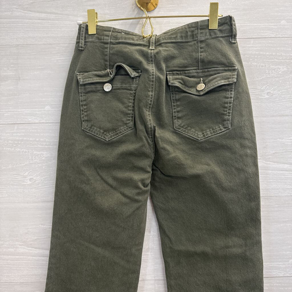 Loft Green Denim The Slim Flare Pants 25