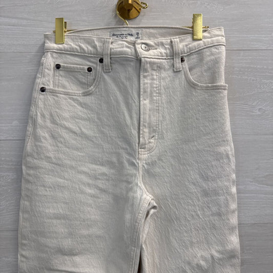 Abercrombie and Fitch Cream Denim The 90s Straight Ultra High Rise Jeans 26