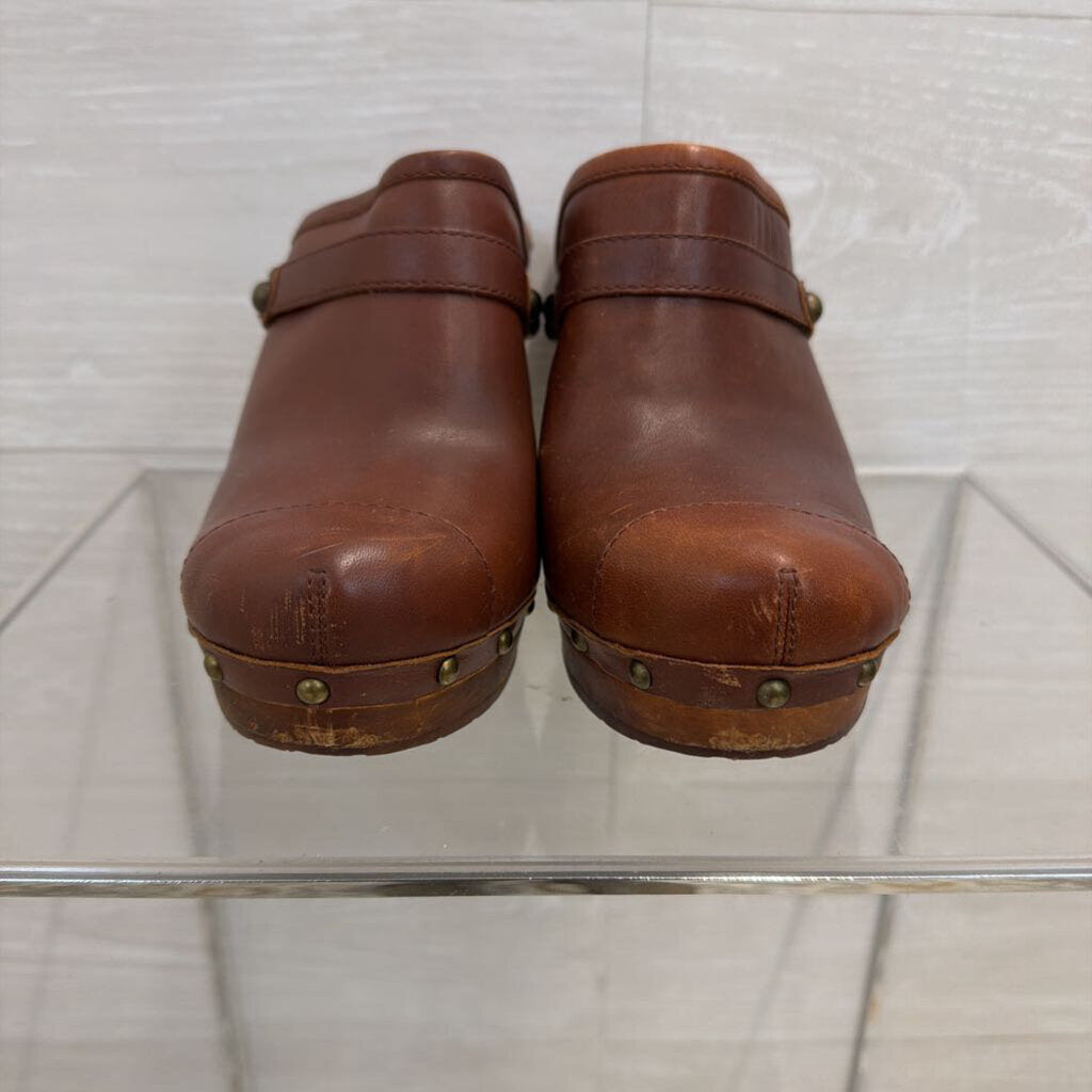 Ugg Brown Leather Jolene Clogs 10
