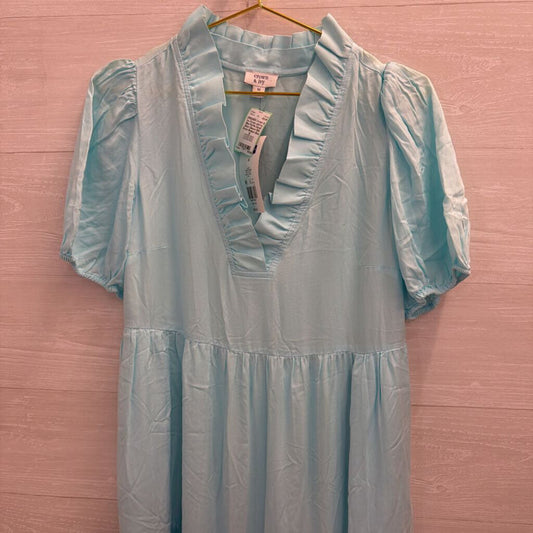 Crown and Ivy Blue Ruffle Detail Short Sleeve Midi Dress Medium