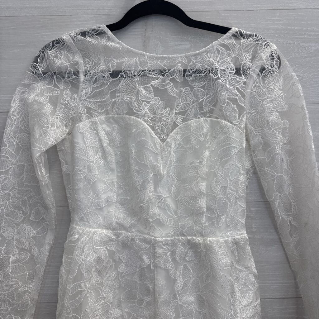 Lulus White Lace Long Sleeve Romper Extra Small