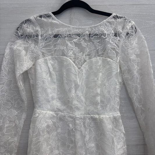 Lulus White Lace Long Sleeve Romper Extra Small