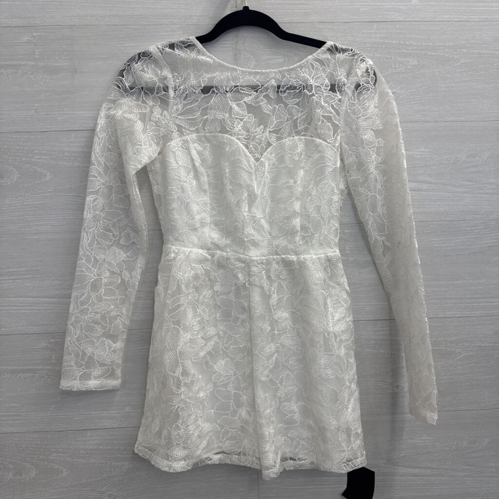 Lulus White Lace Long Sleeve Romper Extra Small