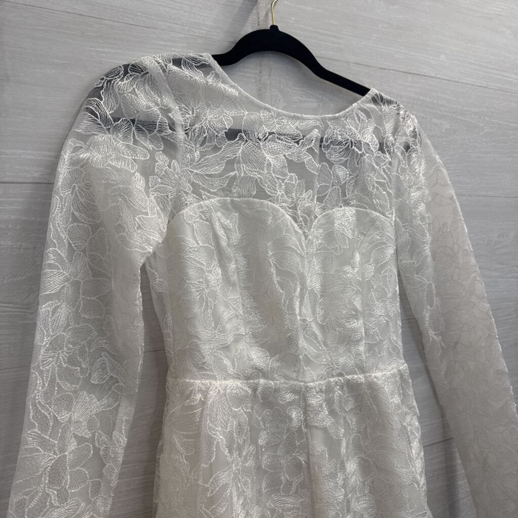 Lulus White Lace Long Sleeve Romper Extra Small