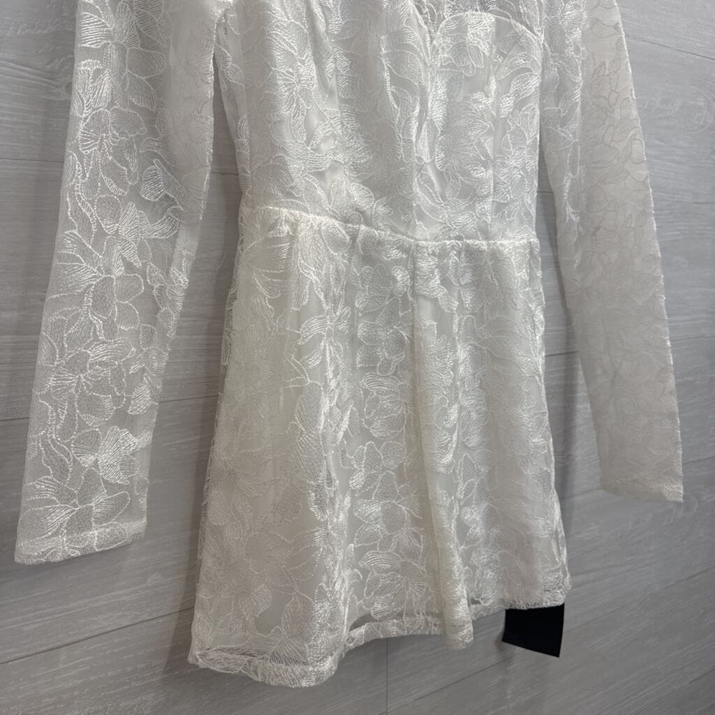Lulus White Lace Long Sleeve Romper Extra Small
