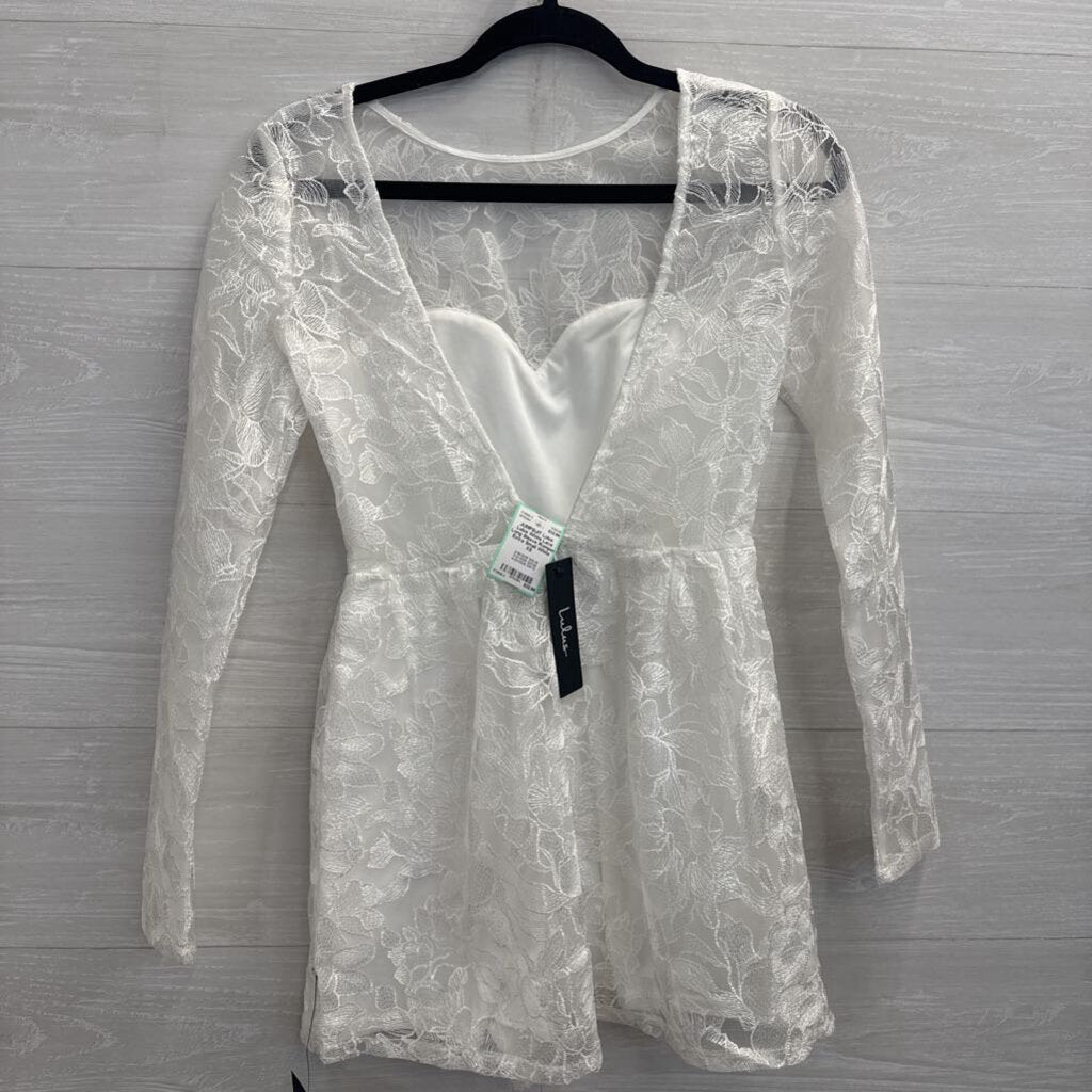 Lulus White Lace Long Sleeve Romper Extra Small