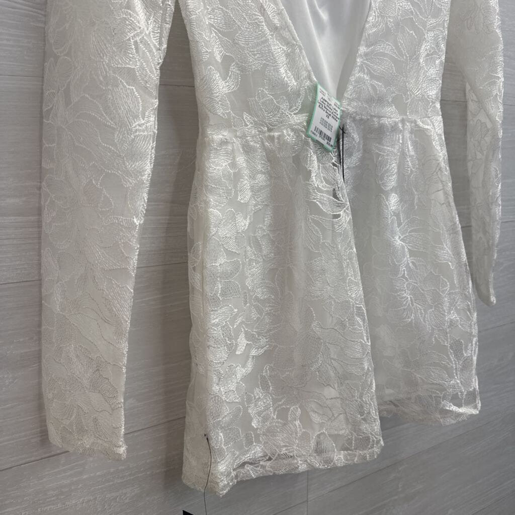 Lulus White Lace Long Sleeve Romper Extra Small