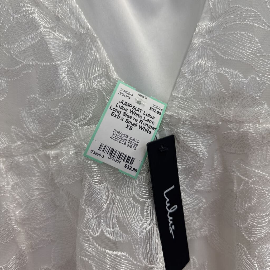 Lulus White Lace Long Sleeve Romper Extra Small