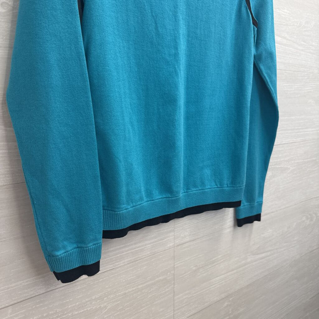 Carlisle Blue/ Black Layered Long Sleeve Mock Neck Top Small