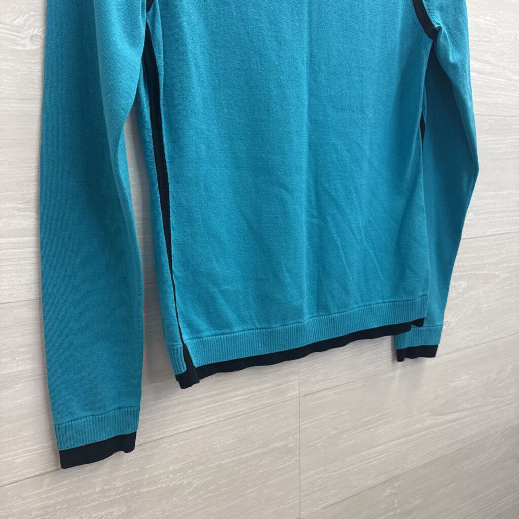 Carlisle Blue/ Black Layered Long Sleeve Mock Neck Top Small