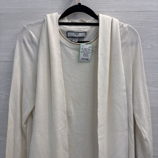 Hilary Radley White/ Gold Stitching Sweater/ Scarf Set Extra Small