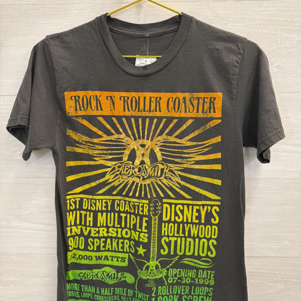 Disney Grey/ Multi Rock N Roller Coaster Short Sleeve Graphic Tee Small