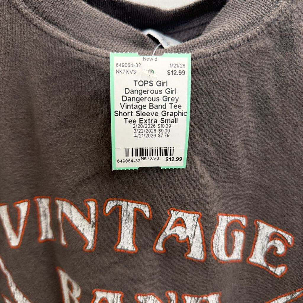 Girl Dangerous Grey Vintage Band Tee Short Sleeve Graphic Tee Extra Small